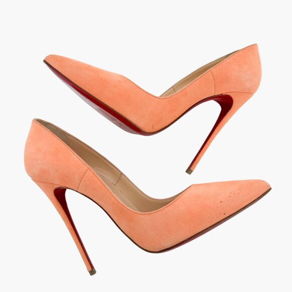 Christian Louboutin So Kate 120 Pumps EU 38 US 8 Orange Suede Pointed High Heel - Picture 7 of 13